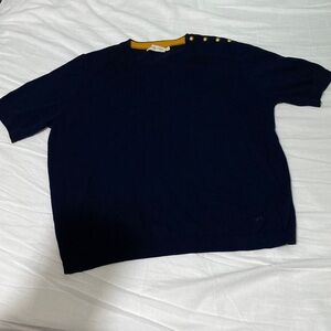 Tory Burch Navy Top with Gold Trim